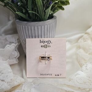 Bijoux Goldtone and Lavender Ring Set